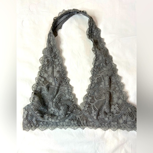 Grey, Gray bralette, lace‎ halter top, sz S